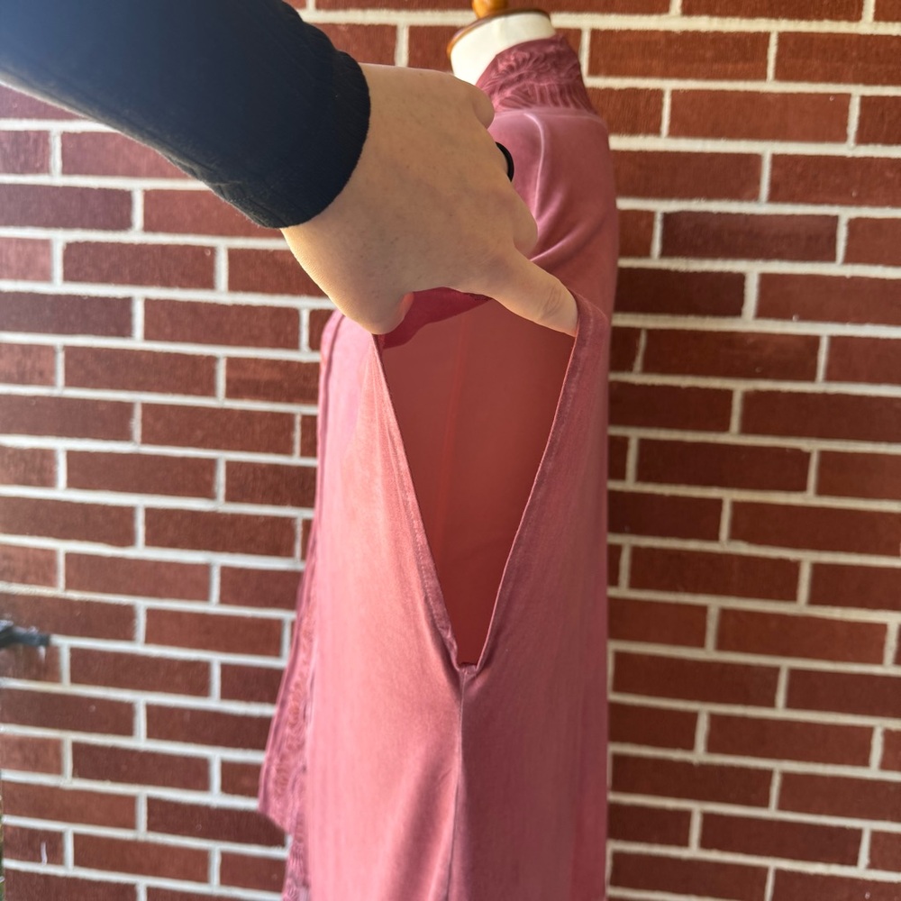 POL Embroidered Lace Duster Cardigan Medium Mauve Pink Short Sleeve VGUC Boho - Picture 5 of 15